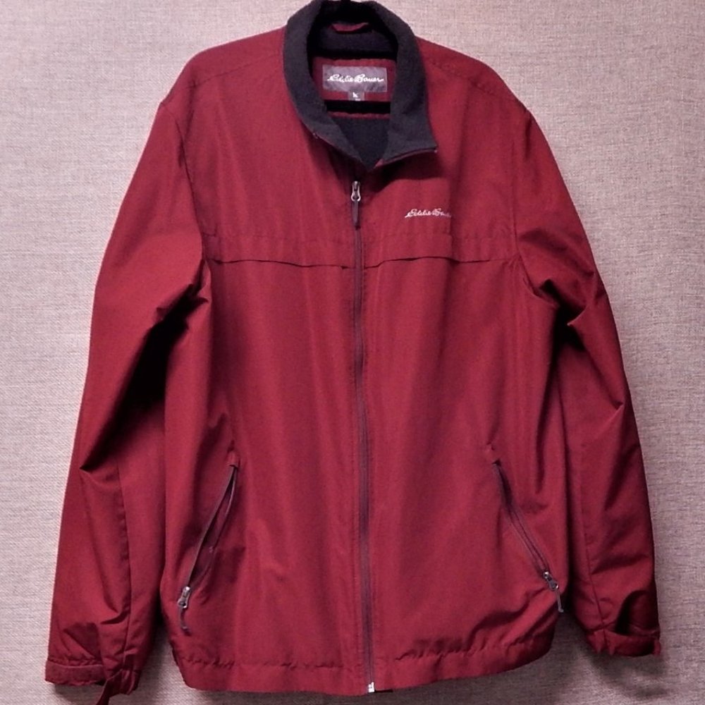 EDDIE BAUER Jacket == Men's XL TALL == Vegan 100% Polyester == Red Color / Lined